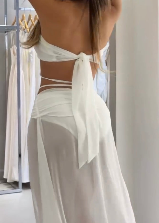 Sexy Tube Top Hollow Split Dress