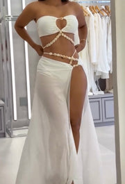 Sexy Tube Top Hollow Split Dress