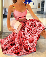 Stylish And Gorgeous Designer Camisole Top And Printed Skirt Set