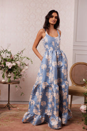 The Avery Dress in Dusk Blue Baroque Floral