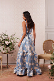 The Avery Dress in Dusk Blue Baroque Floral