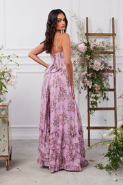 The Carmen Dress in Lilac Tapestry Rose