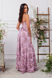 The Carmen Dress in Lilac Tapestry Rose