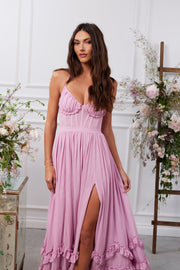 The Carmen Dress in Mauve Mist