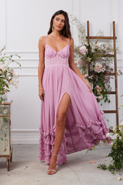 The Carmen Dress in Mauve Mist