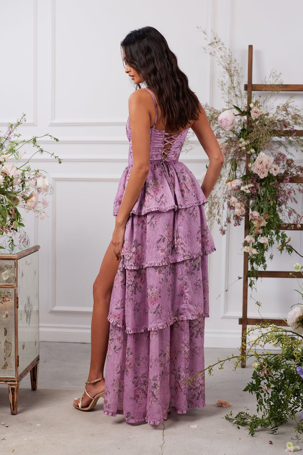 The Caterina Dress in Lilac Tapestry Rose