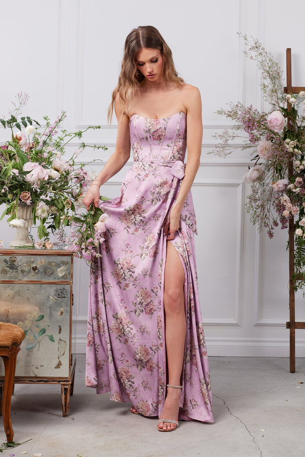 The Cecilia Dress in Lilac Tapestry Rose