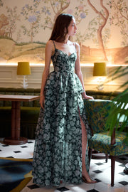 The Caterina Dress in Emerald Peony Print