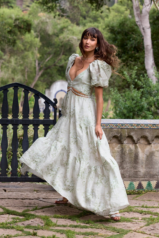 The Emma Dress in Sage Tapestry