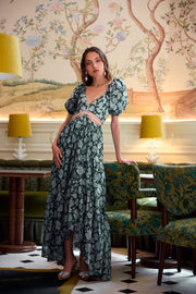 The Emma Dress in Emerald Peony Print