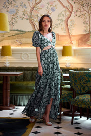 The Emma Dress in Emerald Peony Print