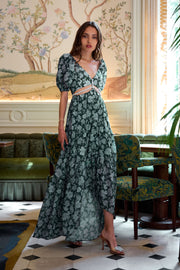 The Emma Dress in Emerald Peony Print