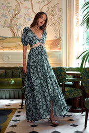 The Emma Dress in Emerald Peony Print