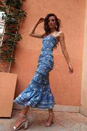 The Geranium Dress in Dusk Blue Roses