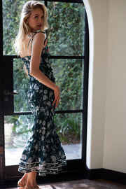 The Geranium Dress in Emerald Roses