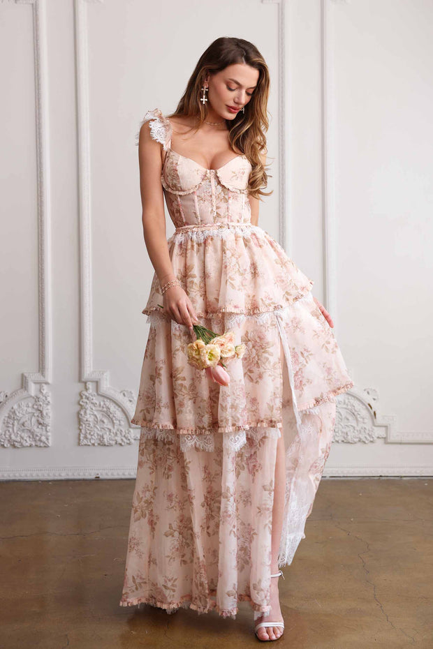 The Jolie Dress in Peach Tapestry