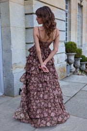 The Josephine Dress in Chocolate Peony Print