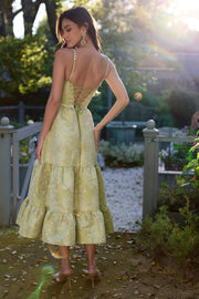 The Lorenza Dress in Chartreuse Windsor Brocade