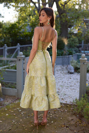 The Lorenza Dress in Chartreuse Windsor Brocade