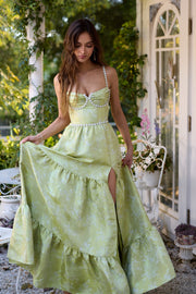 The Lucetta Dress in Chartreuse Windsor Brocade