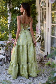 The Lucetta Dress in Chartreuse Windsor Brocade