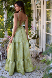 The Lucetta Dress in Chartreuse Windsor Brocade