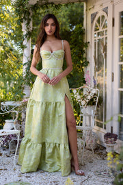 The Lucetta Dress in Chartreuse Windsor Brocade