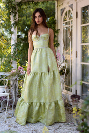 The Lucetta Dress in Chartreuse Windsor Brocade