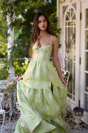 The Lucetta Dress in Chartreuse Windsor Brocade