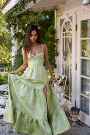 The Lucetta Dress in Chartreuse Windsor Brocade