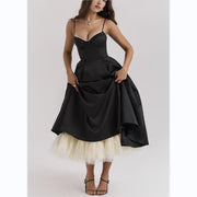 V-neck Brace Sleeveless Dress Pettiskirt Maxi Skirt