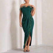 Sleeveless Plush Bandeau Slim-Fit Temperament Dress