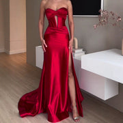 Off-the-Shoulder Hollow-out Slit Dress Evening Gown