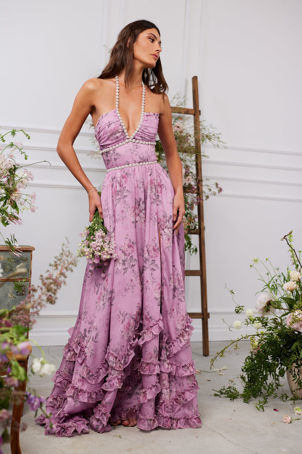 The Scarlette Dress in Lilac Tapestry Rose