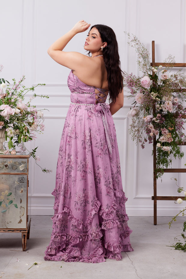 The Scarlette Dress in Lilac Tapestry Rose