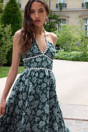 The Scarlette Dress in Emerald Peony Print