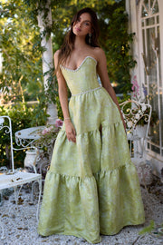 The Vivian Dress in Chartreuse Windsor Brocade