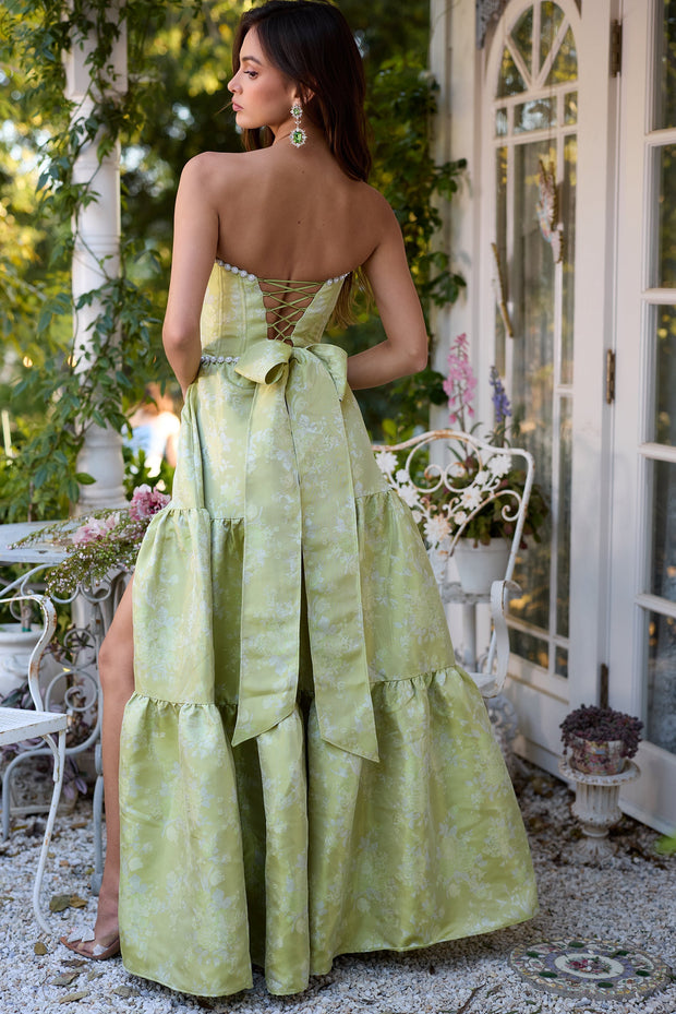 The Vivian Dress in Chartreuse Windsor Brocade