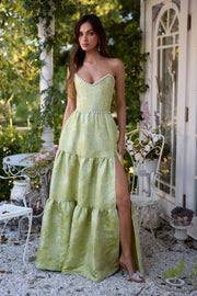 The Vivian Dress in Chartreuse Windsor Brocade