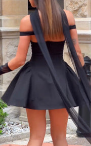 Sexy V-neck Low Cut Backless Solid Color Slim Fit Skirt