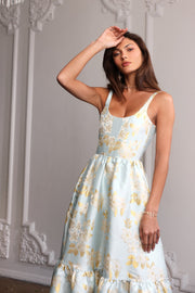 The Avery Dress in Ballad Blue Baroque Floral