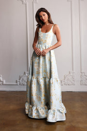 The Avery Dress in Ballad Blue Baroque Floral