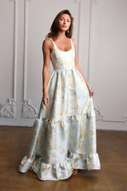 The Avery Dress in Ballad Blue Baroque Floral