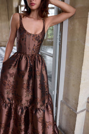 The Avery Dress in Cocoa Baroque Floral