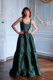 The Avery Dress in Emerald Baroque Floral