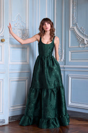 The Avery Dress in Emerald Baroque Floral