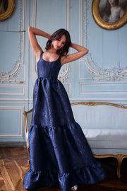 The Avery Dress in Navy Baroque Floral