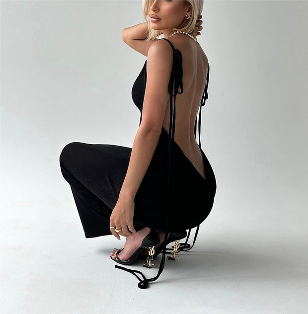 backless dress high-end dress suspender dress