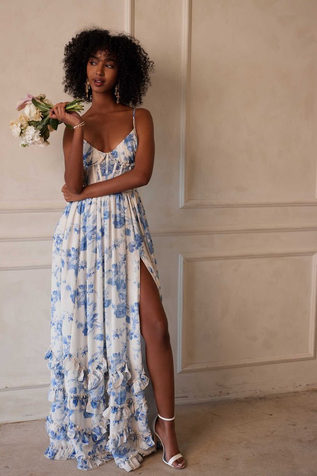 The Carmen Dress in Provencal Blue Floral