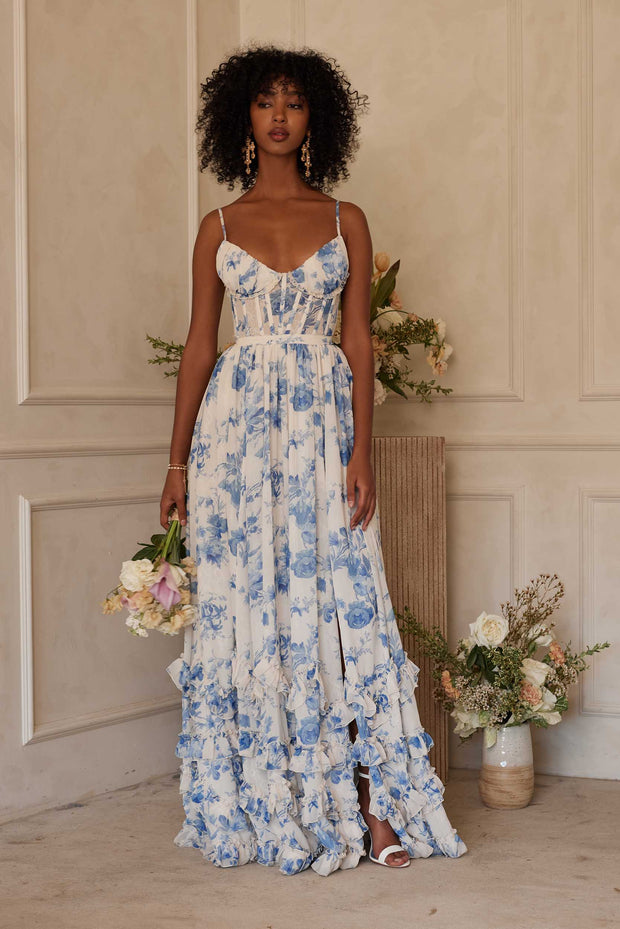 The Carmen Dress in Provencal Blue Floral